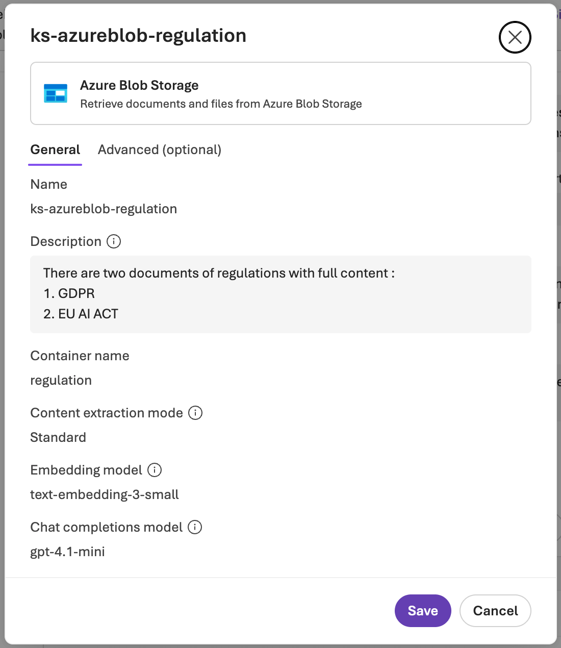 配置 Azure Blob Knowledge Source
